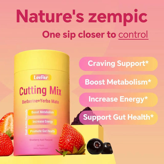 Leefar Cutting Drink Mix –| Strawberry Açaí Flavor – 30 Servings