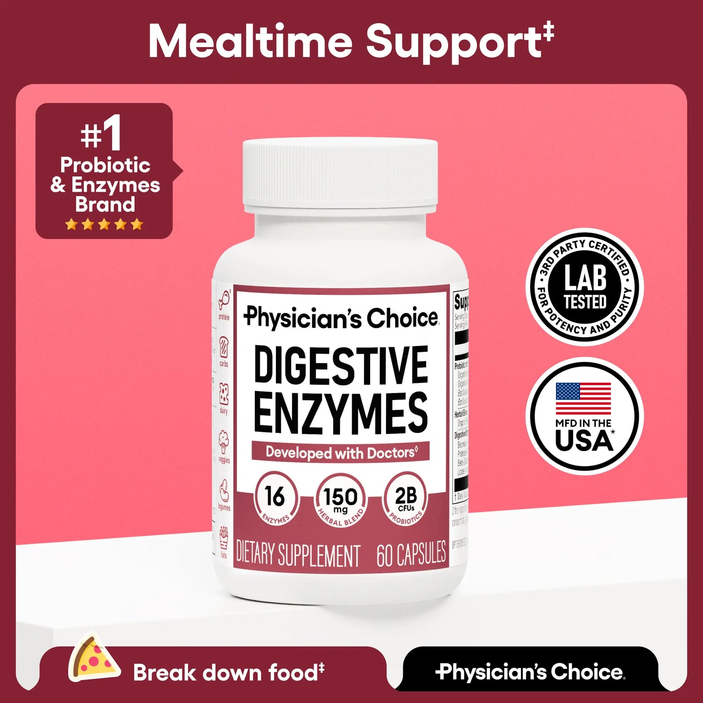 Physician'S Choice Digestive Enzymes - Bloating & Mealtime Discomfort Support with Probiotics + Prebiotics for Digestion & Gut Health