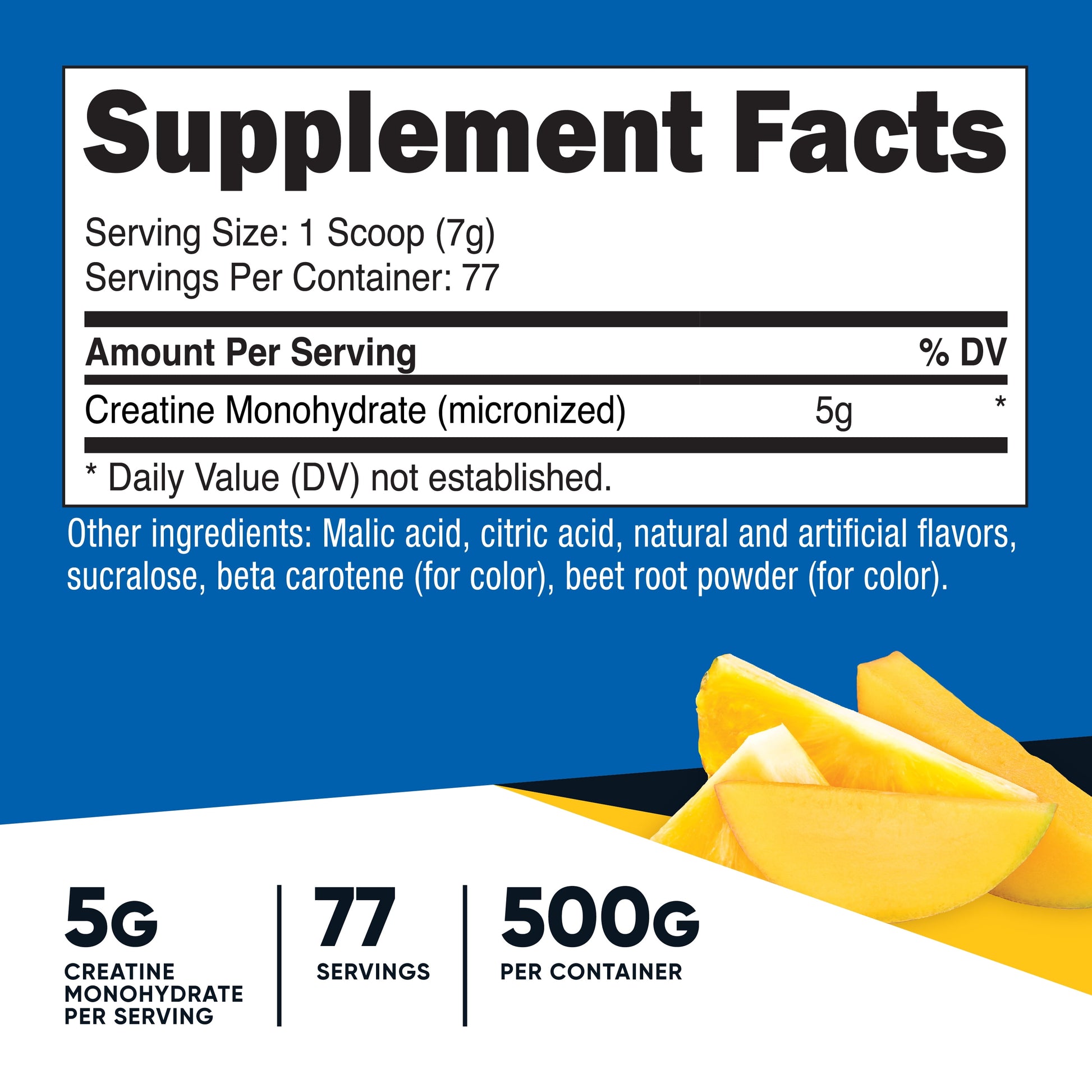 Creatine Monohydrate Powder (Pineapple Mango, 500 Gram) - Micronized Creatine Supplement - Vegan, Non-Gmo, Gluten Free