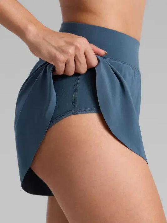 CRZ YOGA High Waisted Dolphin Athletic Running Shorts for Women 3" High Split Comfy Mesh Liner for Gym Workout Track